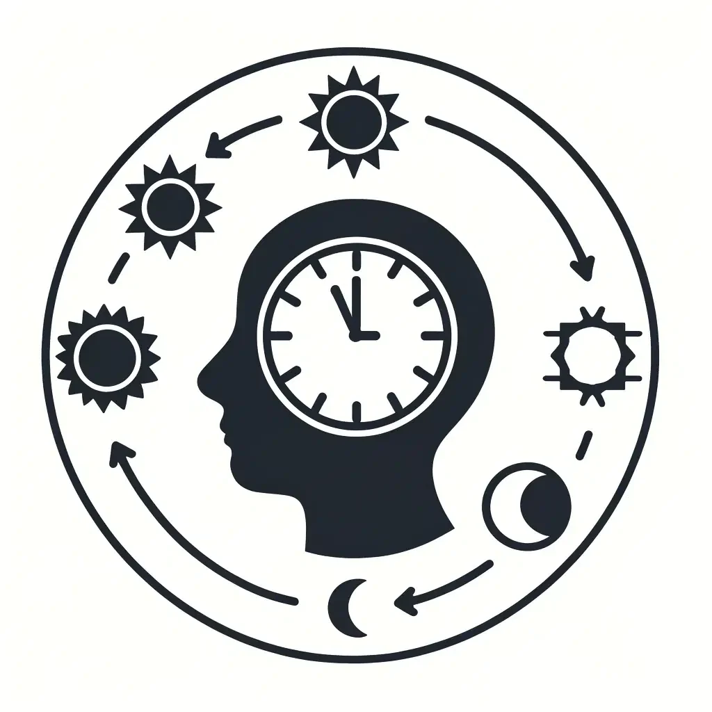Visual overview of the four-phase daily rhythm coaching framework showing morning, midday, afternoon, and evening blocks